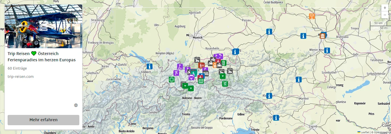 Österreich - alle Infos auf Trip Österreich  - alles auf einer Karte